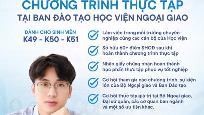 Mở đơn đăng ký Chương trình thực tập tại Ban Đào tạo - Học viện Ngoại giao