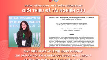 Sinh viên Ngôn ngữ Anh với dấu ấn nghiên cứu tại hội thảo quốc tế