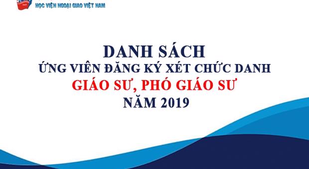 Danh sách ứng viên đăng ký xét đạt tiêu chuẩn chức danh Giáo sư, Phó Giáo sư năm 2019