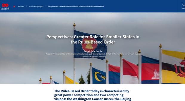 Perspectives: Greater Role for Smaller States in the Rules-Based Order - Asia Link