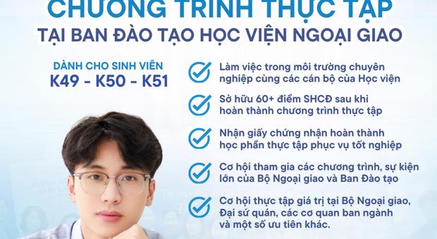 Mở đơn đăng ký Chương trình thực tập tại Ban Đào tạo - Học viện Ngoại giao