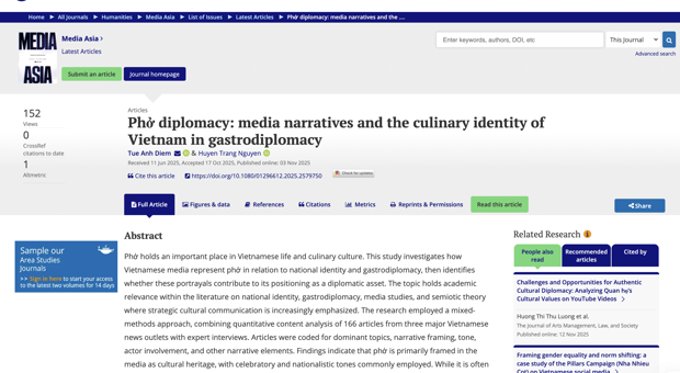 Phở diplomacy: media narratives and the culinary identity of Vietnam in gastrodiplomacy