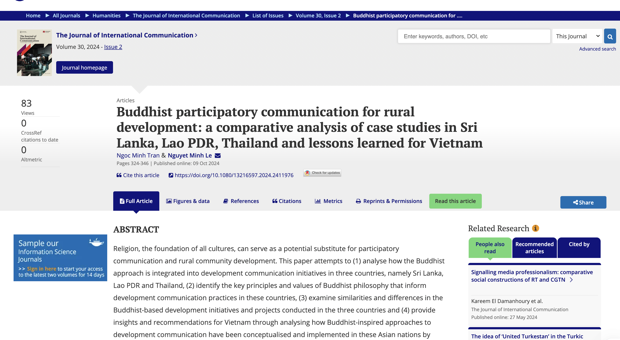 Buddhist participatory communication for rural development: a comparative analysis of case studies in Sri Lanka, Lao PDR, Thailand and lessons learned for Vietnam