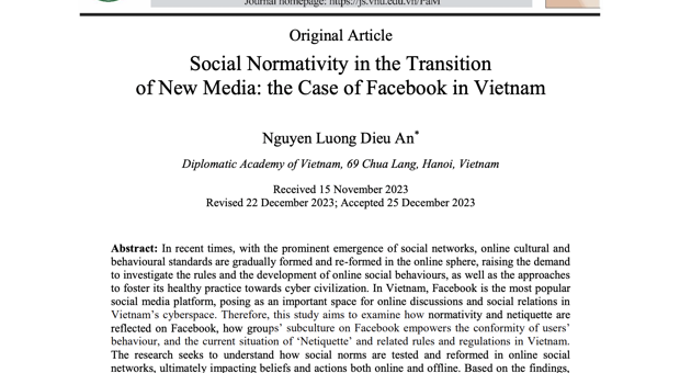 Social Normativity in the Transition of New Media: the Case of Facebook in Vietnam