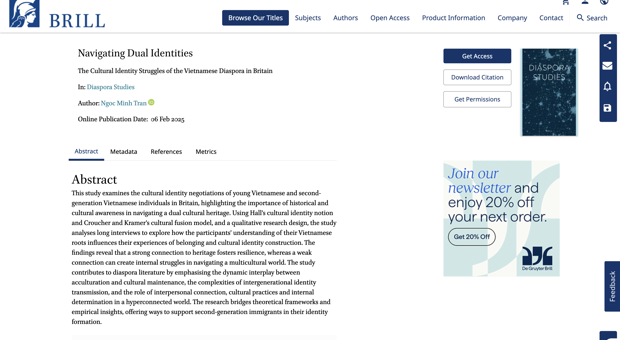 Navigating Dual Identities: The Cultural Identity Struggles of the Vietnamese Diaspora in Britain