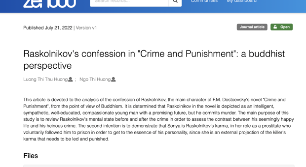 Raskolnikov's confession in "Crime and Punishment": a buddhist perspective